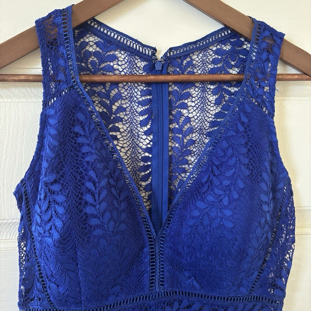 NWT Babydoll Floral Womens Midi Dress Hoco Lace Sheer Size Large Romantic‎ - Picture 7 of 12